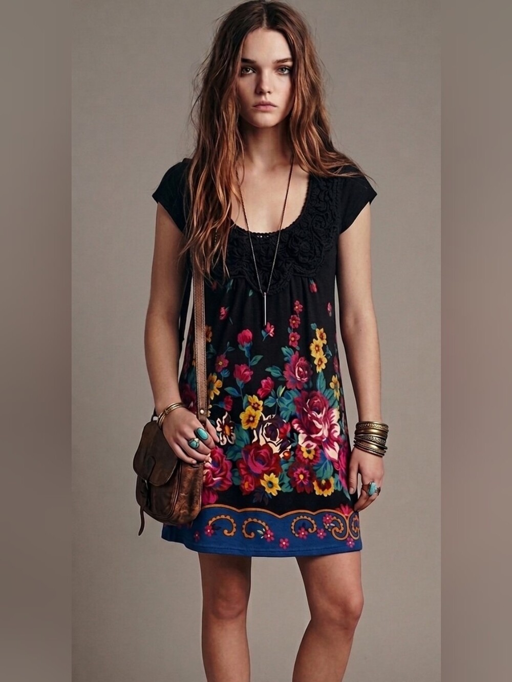 Anthropologie Yumi Wool Blend Floral Mini Dress S